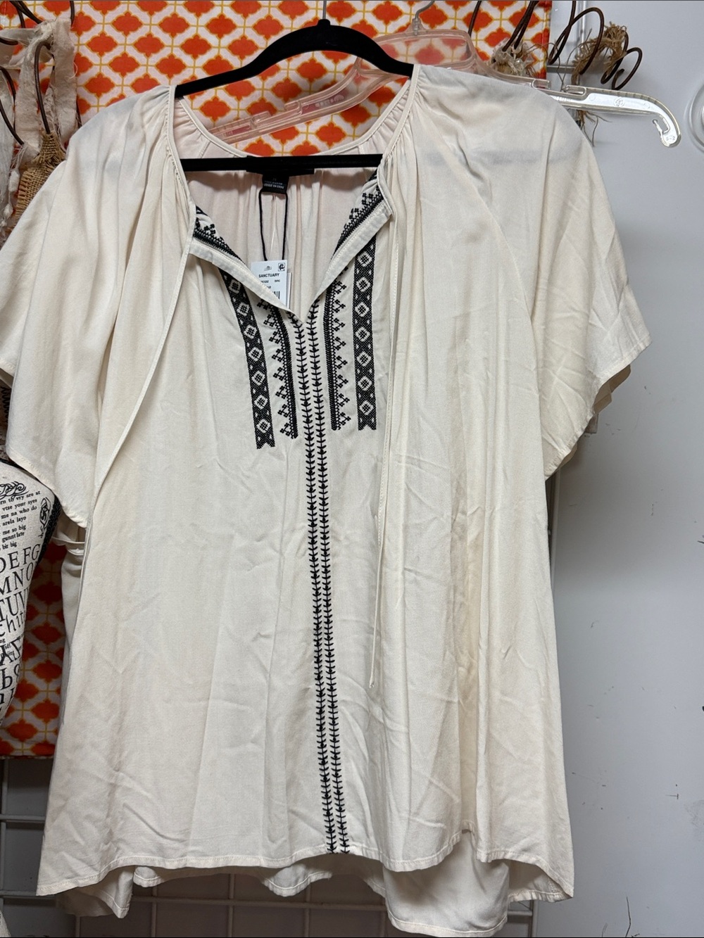 Sanctuary Cream Tunic with Black Embroidery